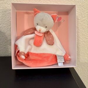 Doudou Et Compagnie Paris Soft Plush Kitty Cat Lovey Baby Security Blanket - NEW